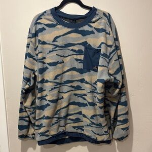 adidas Men's Blue and Tan Camo Pattern Crewneck Golf Sweatershirt